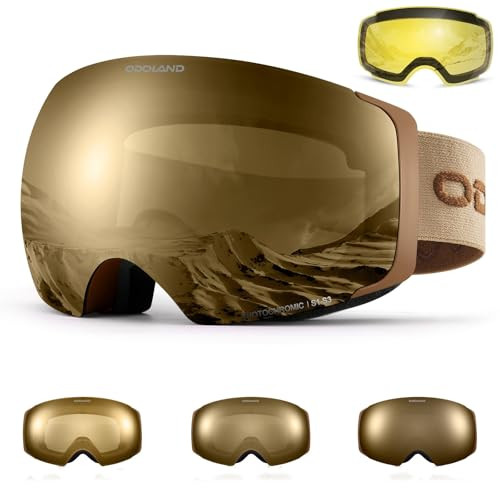 Odoland Photochromic Ski Goggles Interchangeable with 2 Lens, Large Spherical Frameless Snow Snowboard Goggles for Men Women | Amazon (US)
