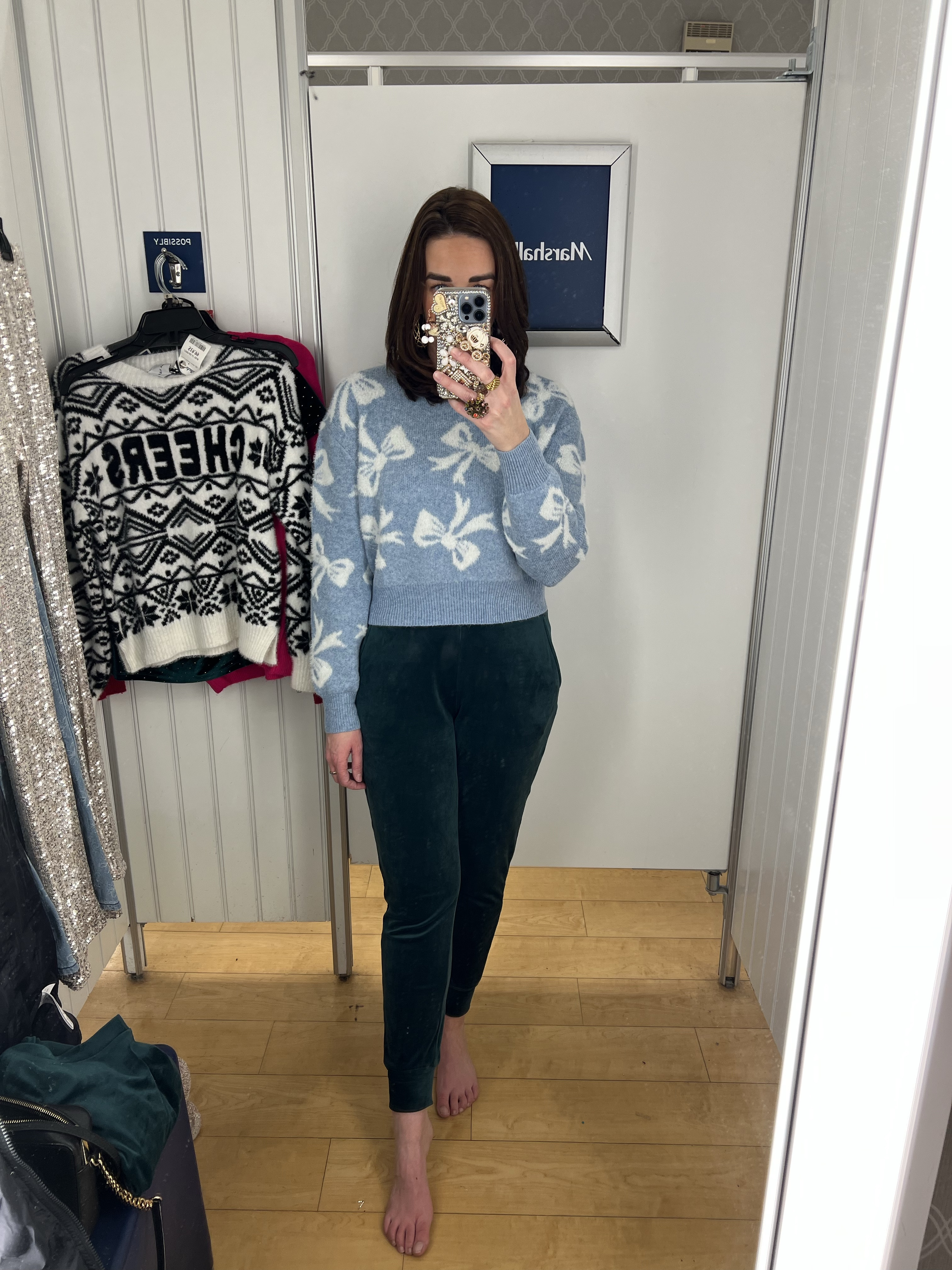 Blue bow sweater (small). Green velvet pants (small). #bowsweater #sweater #sweaters #bluesweater #pants #velvetpants #greenpants #winteroutfit Winter Outfit 

#LTKFindsUnder100 #LTKStyleTip #LTKSeasonal