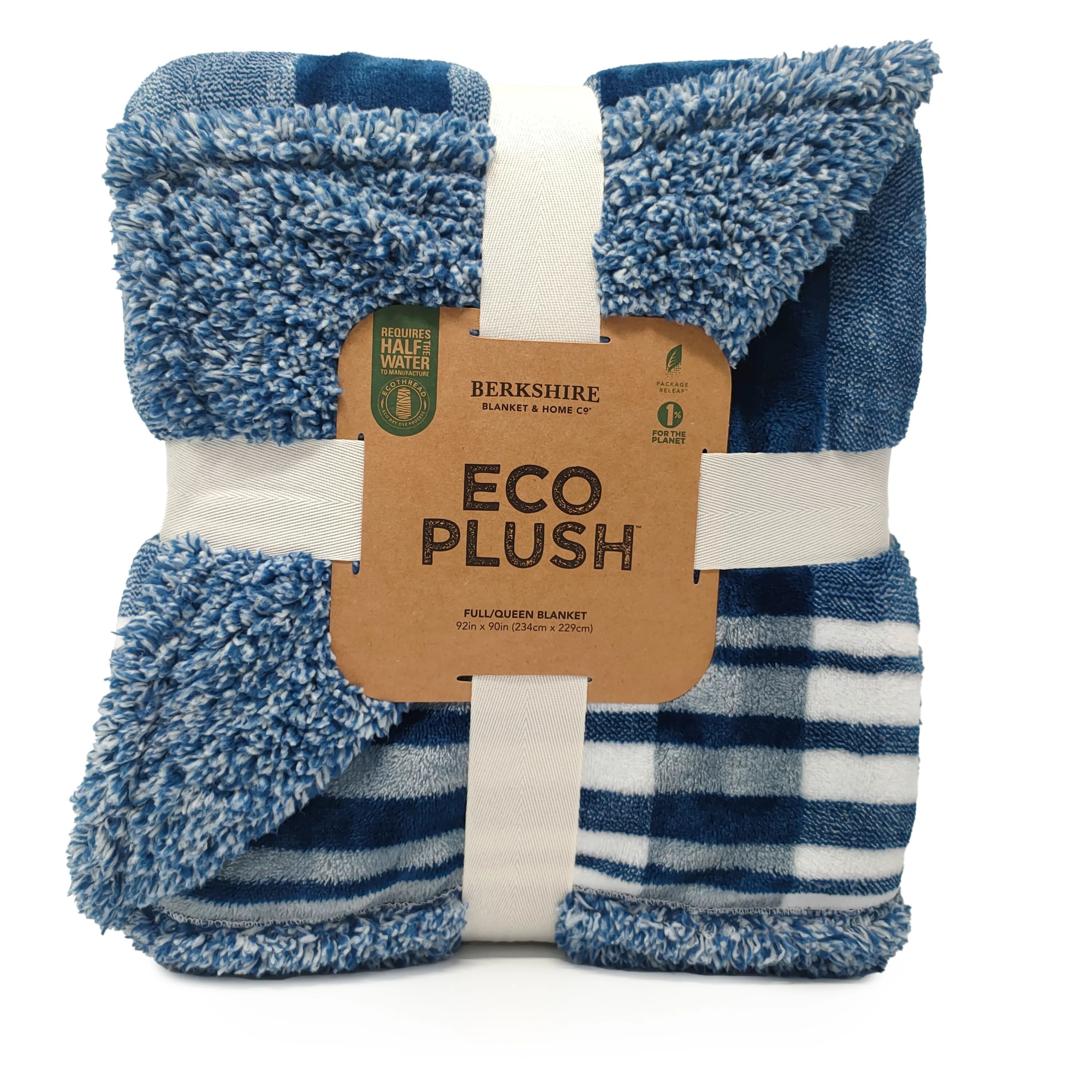Berkshire Blue, White, Multi-Color Plaid Sherpa, Velvet Plush Reversible Bed Blanket King - Walma... | Walmart (US)