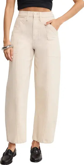 Cotton Blend Canvas Crop Barrel Leg Pants | Nordstrom