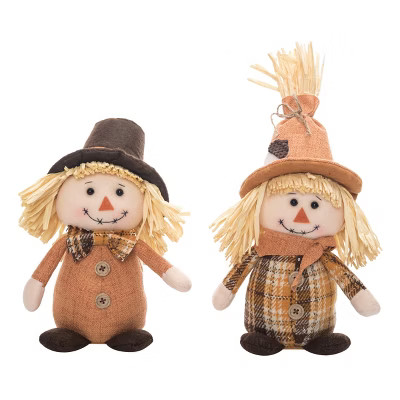 Transpac Fall/Harvest Plush Plaid Harvest Scarecrow Set of 2 Fall/Harvest Home Decorations | Target