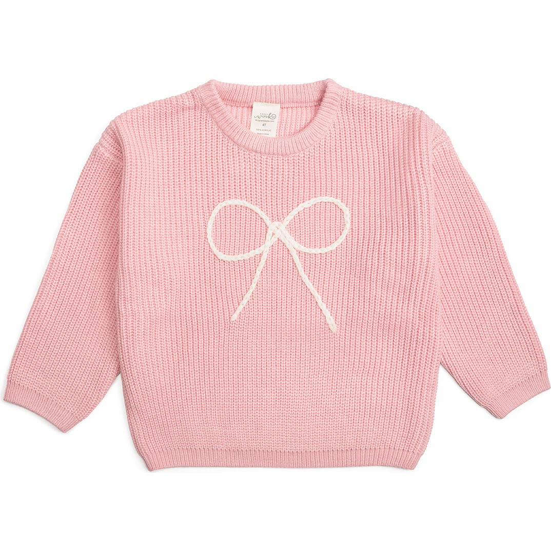 Bow Yarn Knit Sweater, Pink | Maisonette