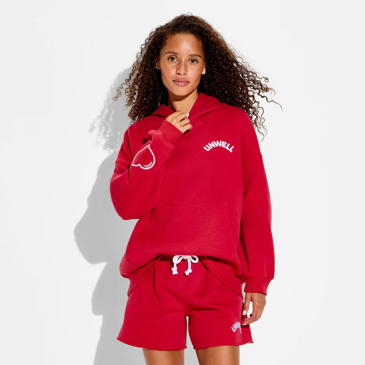 Women's Unwell With Love Graphic Hooded Pullover Sweatshirt - Red | Target
