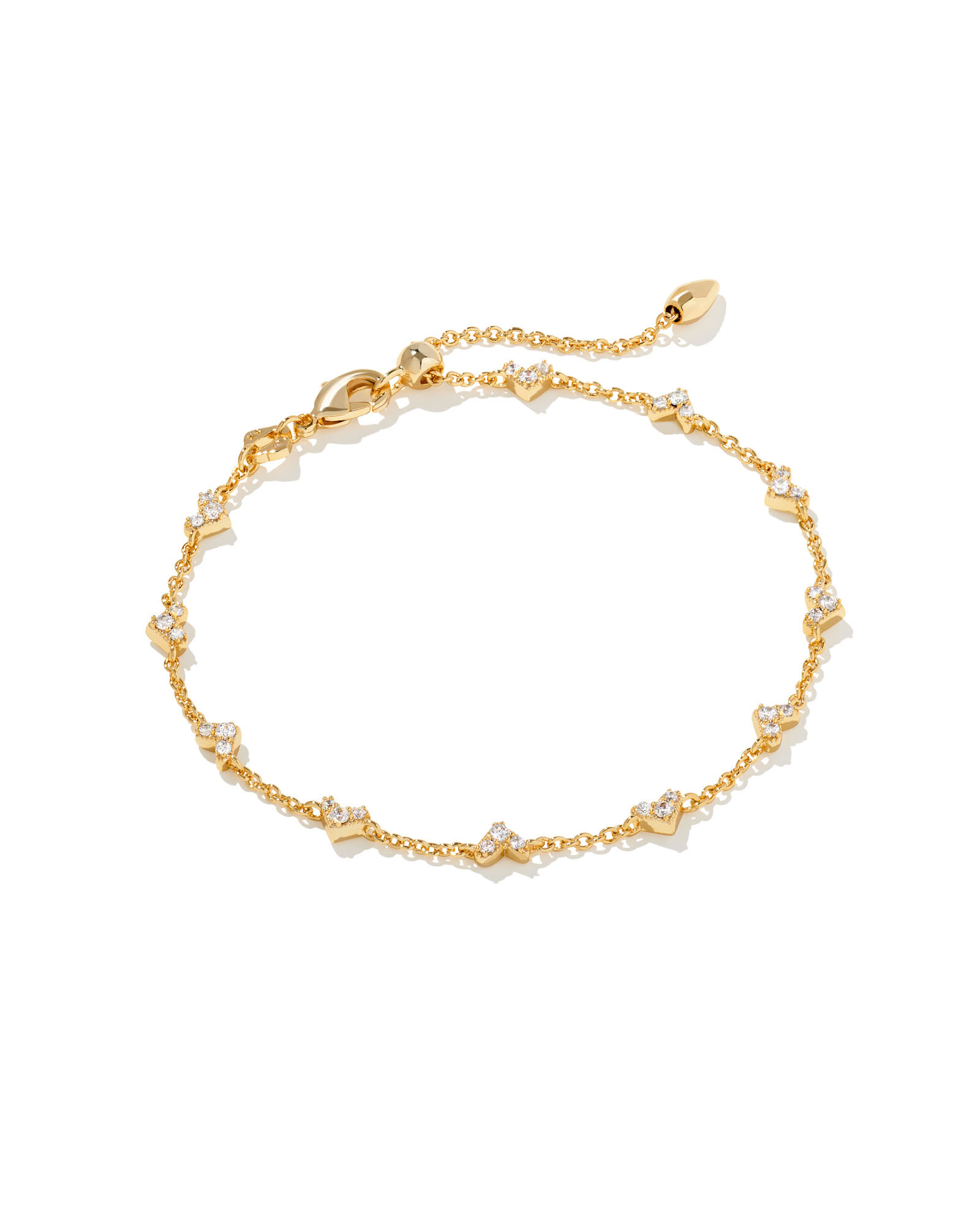 Haven Gold Crystal Heart Delicate Chain Bracelet in White Crystal | Kendra Scott