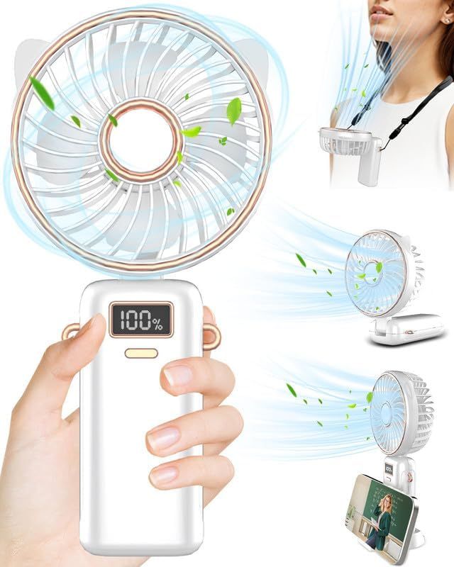Portable Fan for Travel,Mini Fan Handheld Fan 4500mAh,Small Personal Hand Fan Rechargeable Batter... | Amazon (US)