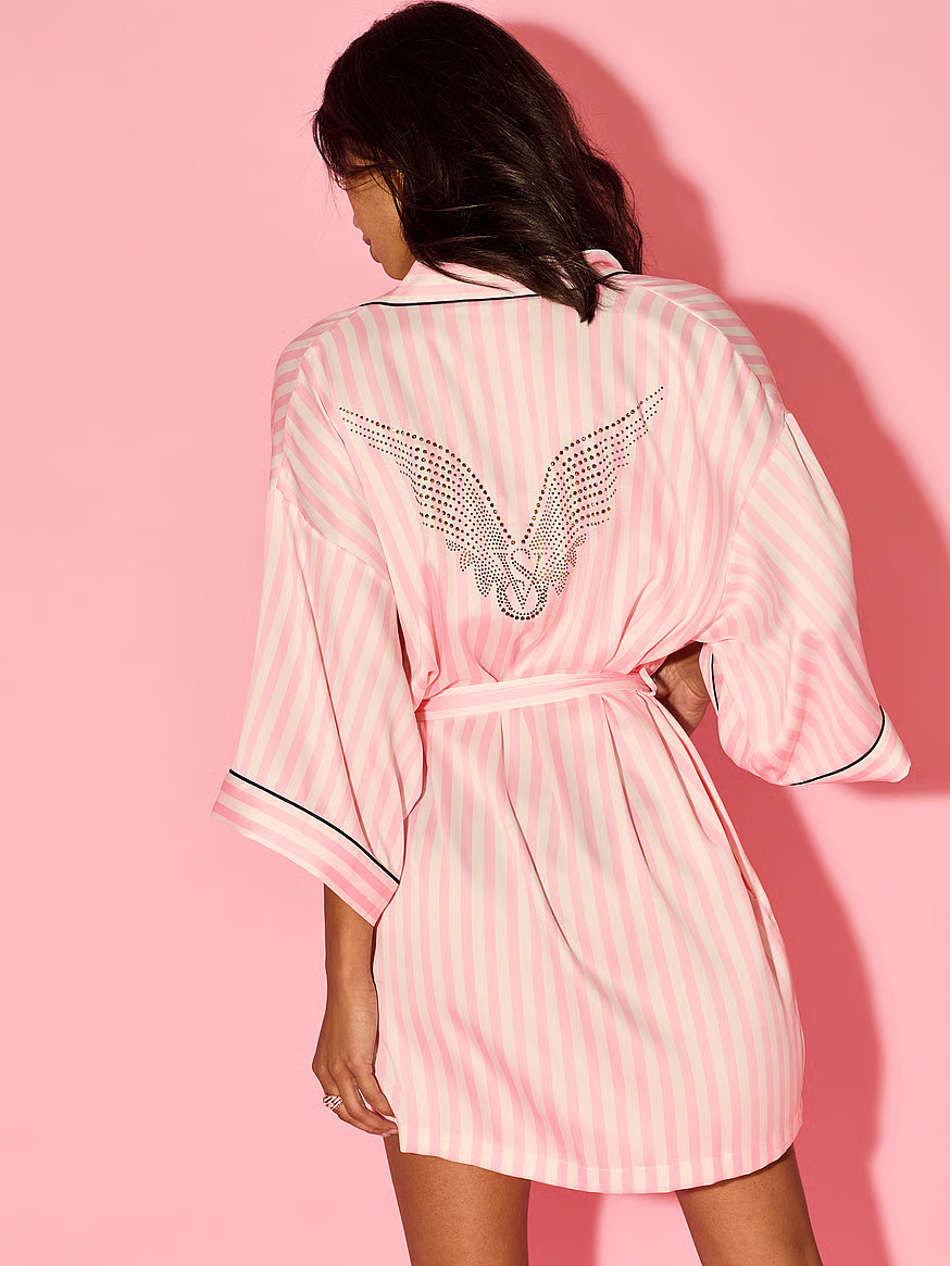 Buy Satin Short Piped Robe, Print - Order Robes online - Victoria's Secret | Victoria's Secret (US / CA )