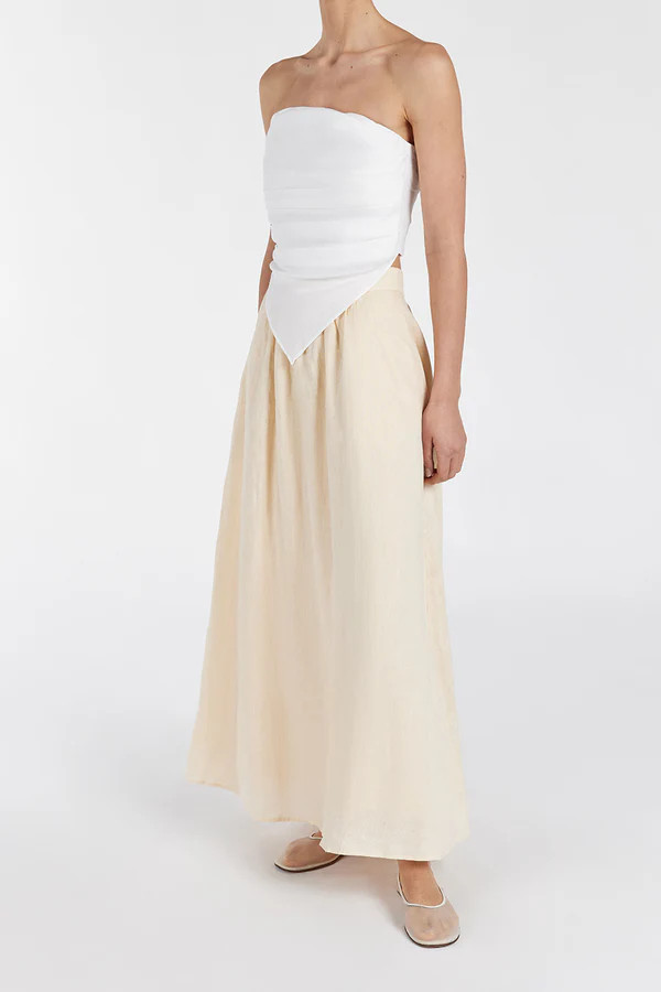 GEMIMA LEMON LINEN MIDI SKIRT | DISSH