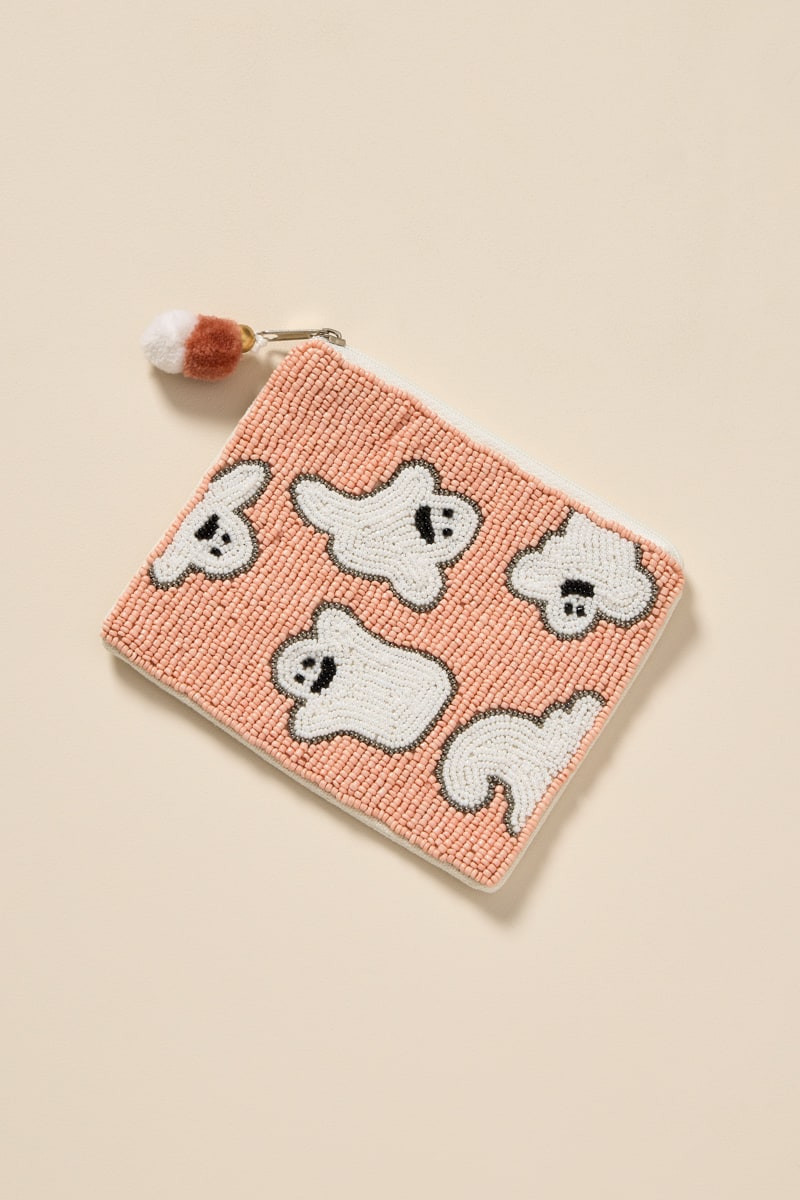 Nina Ghost Print Beaded Pouch | Francesca's