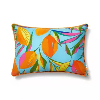 Striped Lumbar Citrus Outdoor Throw Pillow Orange - Tabitha Brown for Target | Target