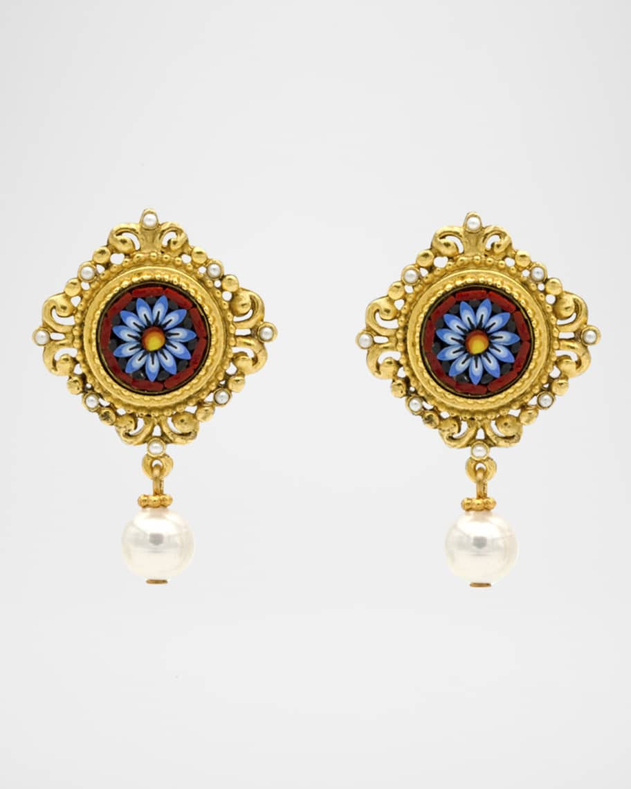 Ben-Amun 24k Gold-Plated Pearl Clip Drop Earrings | Neiman Marcus