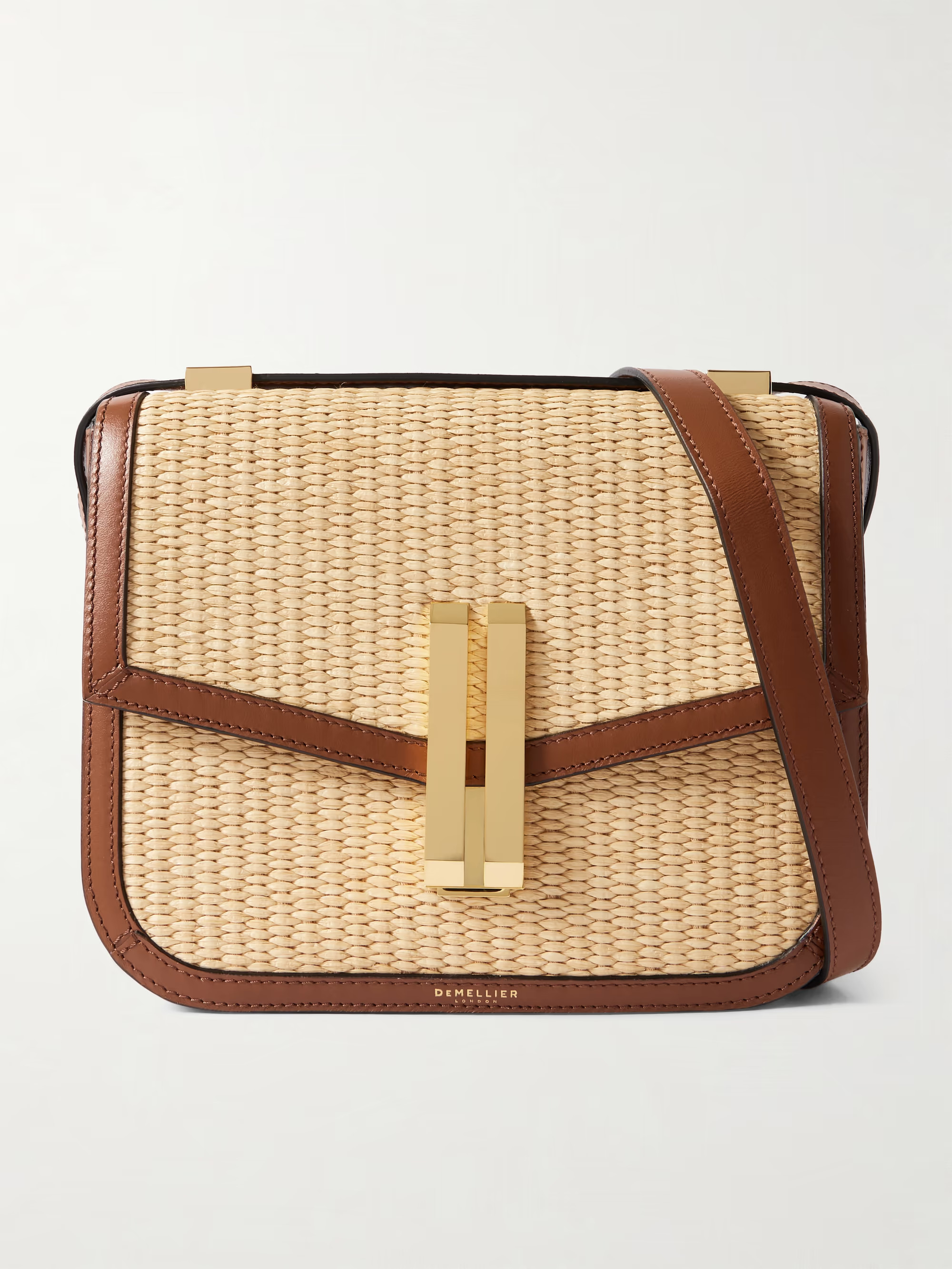 Vancouver leather-trimmed raffia shoulder bag | NET-A-PORTER APAC