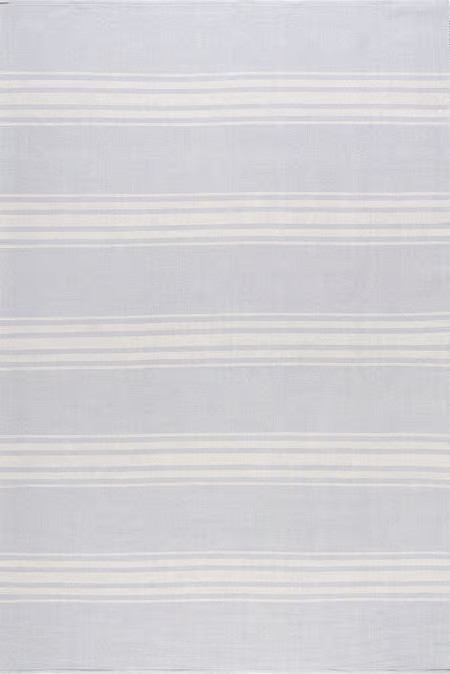 Blue Grey Bergamot Striped Cotton 8' x 10' Area Rug | Rugs USA