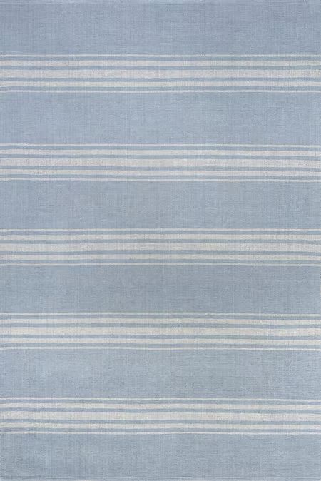 Blue Grey Bergamot Striped Cotton 2' 6" x 8' Area Rug | Rugs USA