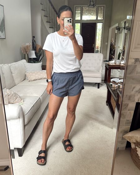 Athleisure outfit of the day! Casual mom outfit.  Amazon running shorts run true to size - Amazon white tee runs true to size - Amazon sandals run true to size.

#LTKfindsunder50 #LTKActive #LTKfitness