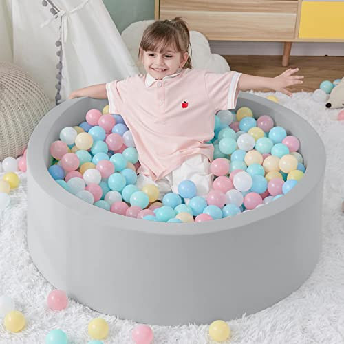 SHJADE Foam Ball Pit, 35.4"x 11.8" Ball Pits for Toddlers, Soft Round Kiddie Baby Playpen Ball Pool for Kids, Ideal Gift for Babies Indoor and Outdoor Game, Grey, (Balls not Included) | Amazon (US)