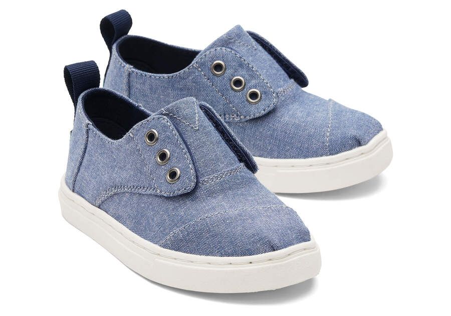 Tiny Cordones Cupsole Sneaker Blue Chambray Hook and Loop | TOMS | TOMS (US)