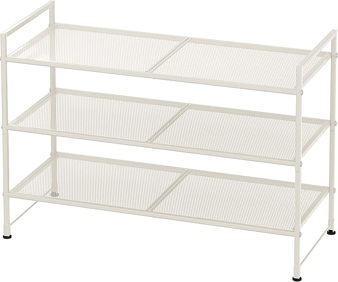 Simple Houseware 3-Tier Stackable Mesh Shoe Rack, White | Amazon (US)