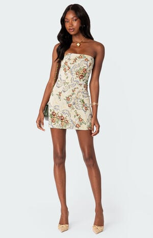 Edikted Floral Tapestry Lace Up Mini Dress | PacSun