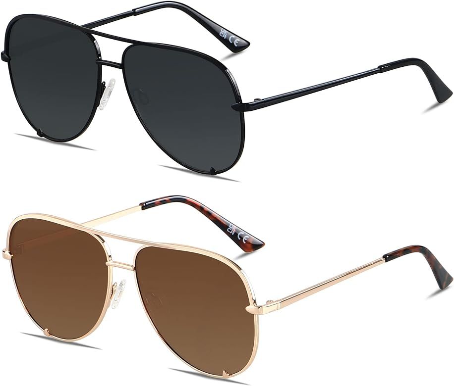 Oversized Aviator Sunglasses for Women Men Big Large UV Protection Fashion Sun glasses | Amazon (US)