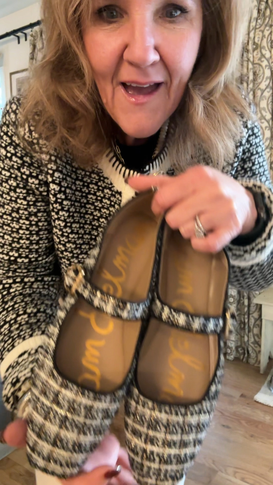 Oooo new tween Mary Jane flats!!! True to size and so super cute! 

Jeans tts I’m wearing a 29x26 love the ecru denim 
Sweater cardigan lady jacket is incredible quality. Size med 
Layering tee size up 2! Wearing a XL

wearing Allie and Bess jewelry. 20% off code NANETTE20 

Winter sweaters lift sweater Levi 501 ecru jeans 



#LTKShoeCrush #LTKOver40 #LTKWatchNow