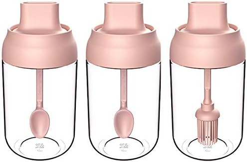 Seasoning Box Set of 3 Spice Jars 8.45 oz Salt Sugar Glass Condiment Pots Transparent Storage Con... | Amazon (UK)