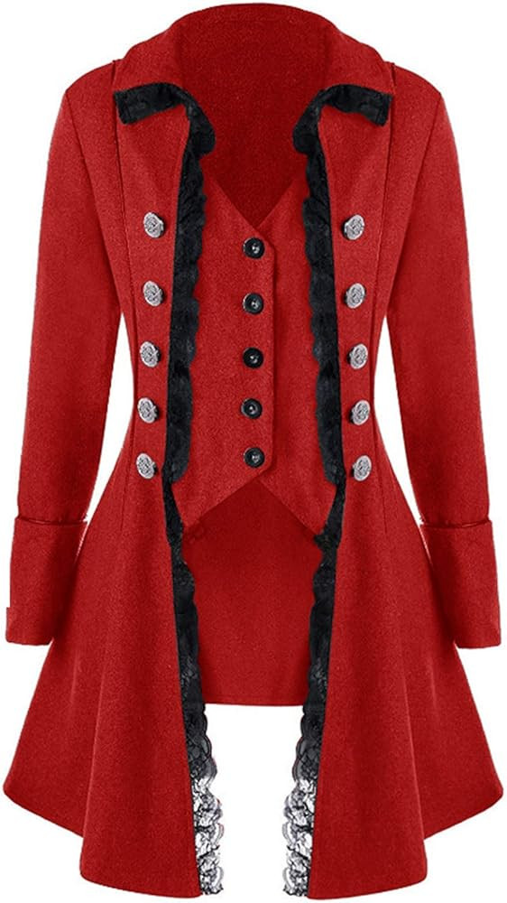 VNVNE Women's Gothic Steampunk Corset Halloween Costume Coat Victorian Tailcoat Jacket | Amazon (US)