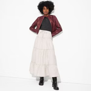 Women's Tiered Cotton Maxi Skirt - Wild Fable™ Light Beige XXS | Target