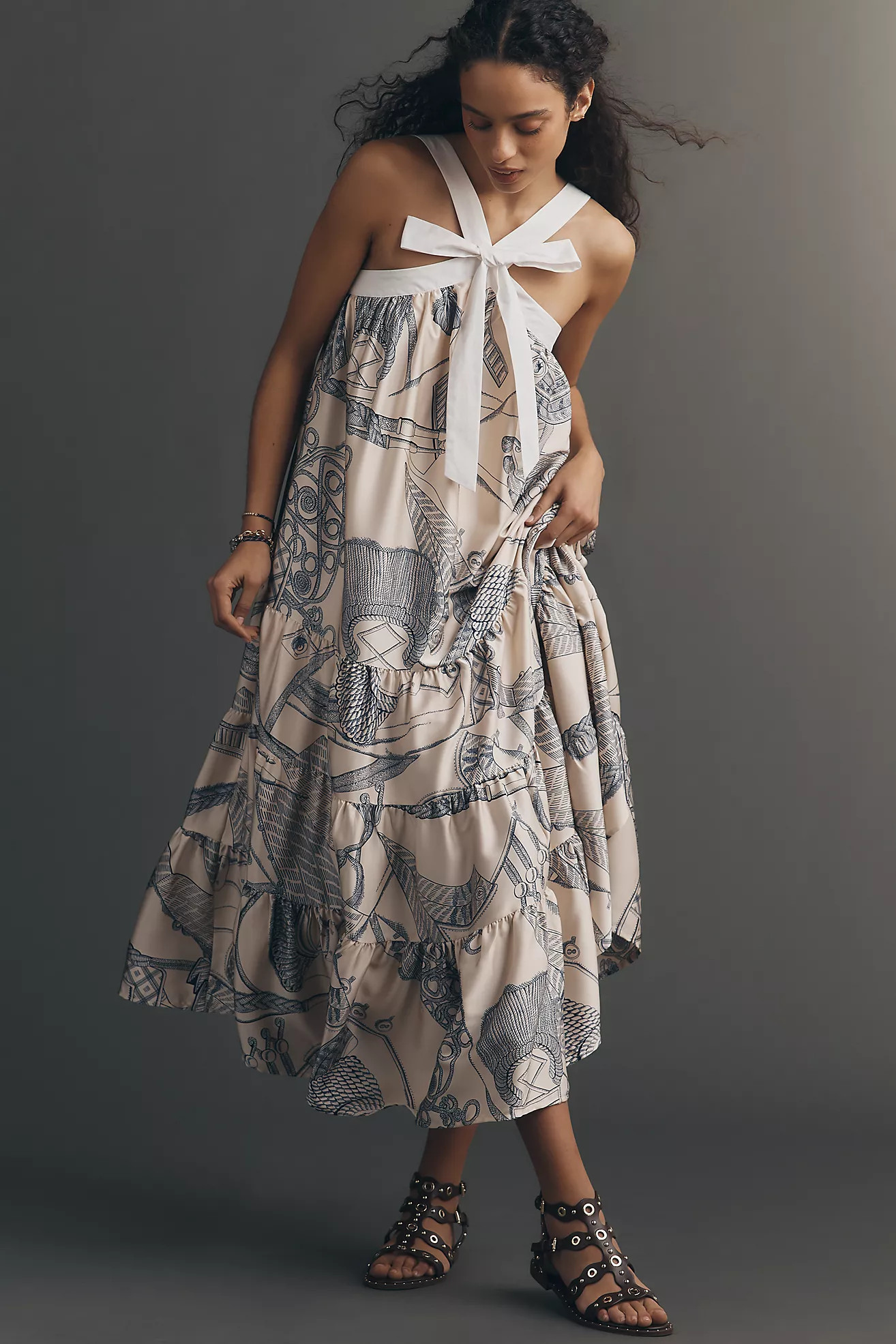 Maude Bobbi Halter Bow Maxi Dress | Anthropologie (US)