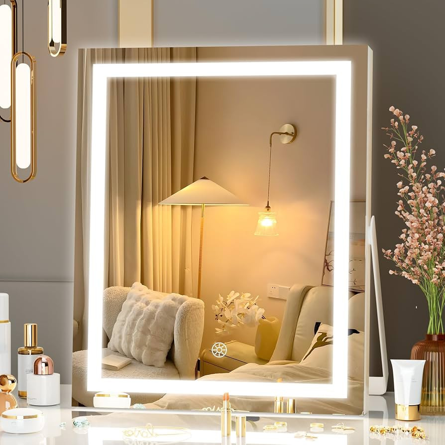 Hasipu Vanity Mirror with Lights, 9.8" x 11.8" LED Makeup Mirror with Smart Touch 3 Colors Dimmab... | Amazon (US)