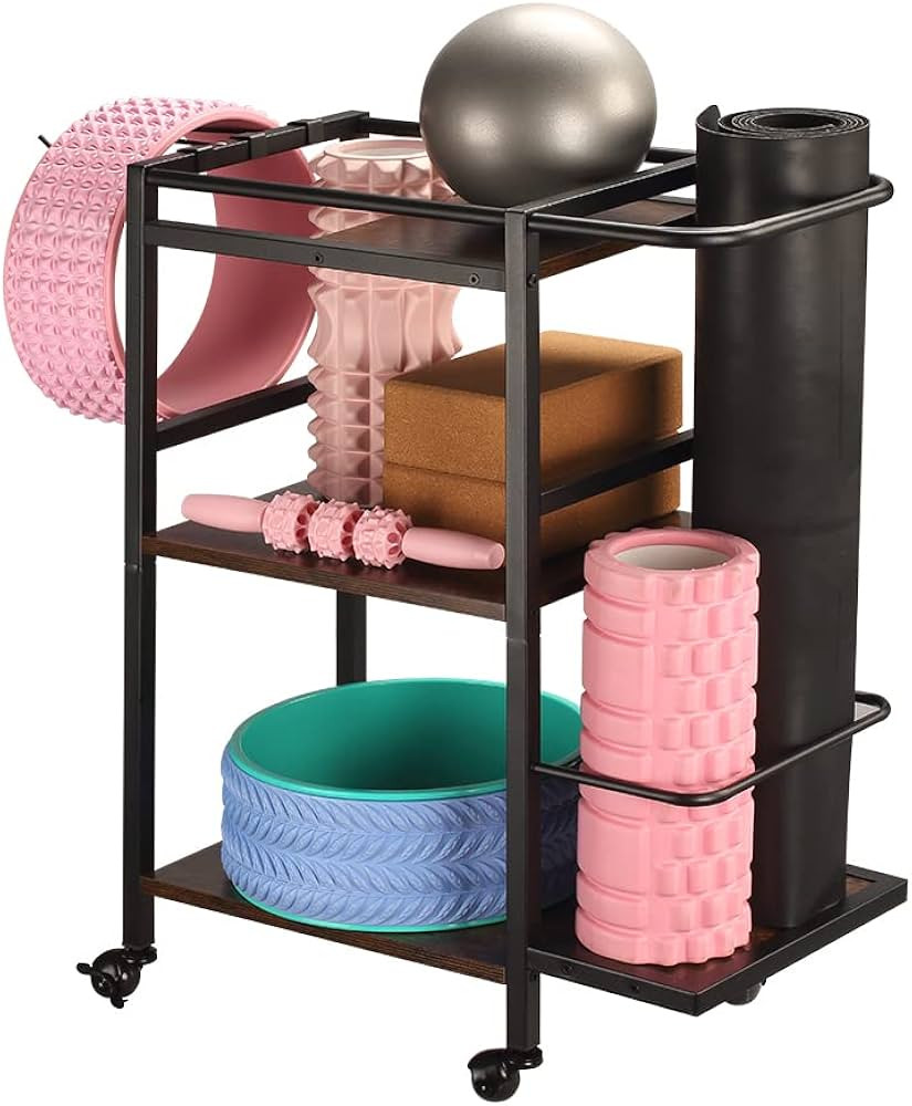 Butizone Yoga Mat Storage Rack, Home Gym Rack, Workout Equipment Organizer for Yoga Mat, Foam Rol... | Amazon (US)