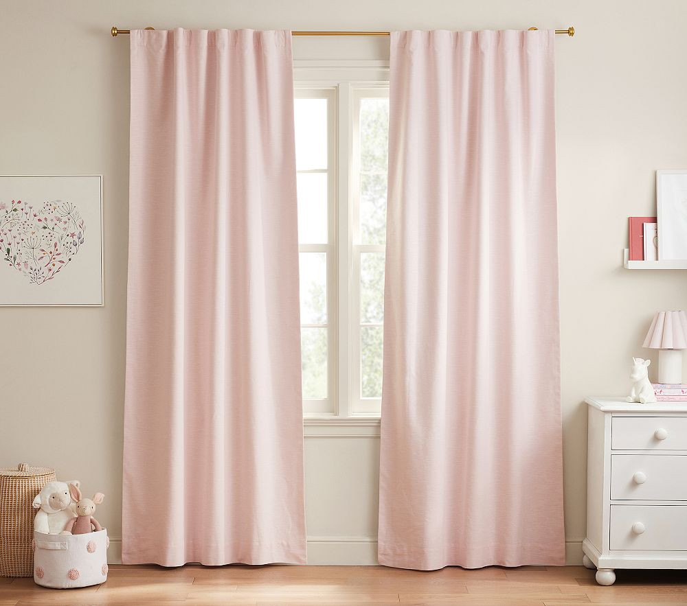 Evelyn Linen Blackout Curtain | Pottery Barn Kids