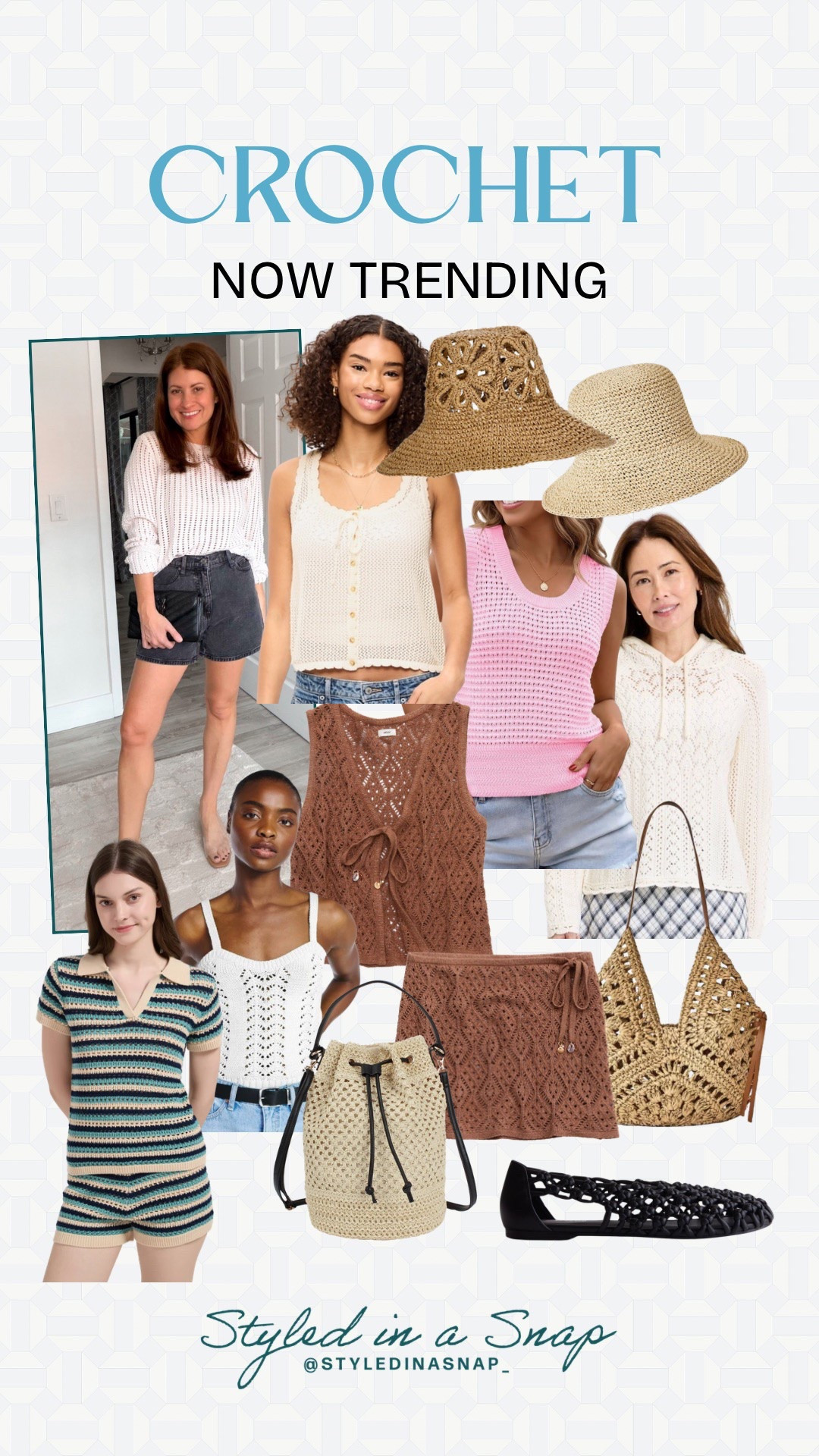 This crochet trend is absolutely beautiful for the spring an summer. I love the different colors and this polo top and short set is adorable. Aerie knocked it out of the park with these brown separates and you NEED a crochet hat to protect your hair and face. 
Sleeveless crochet sweater

#LTKSeasonal #LTKOver40 #LTKSaleAlert