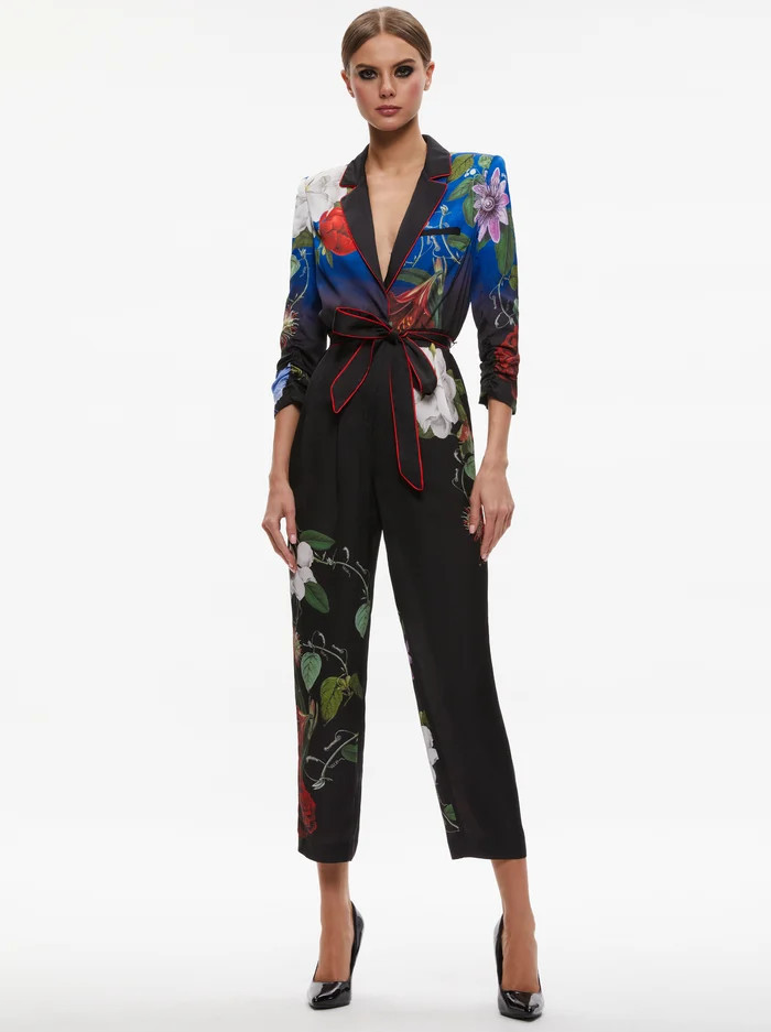 LOUETTA TIE WAIST JUMPSUIT | Alice + Olivia