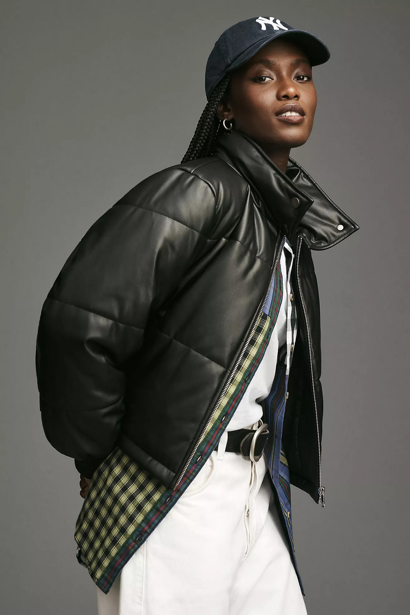 Vegan Leather Collared Puffer Jacket | Anthropologie (US)