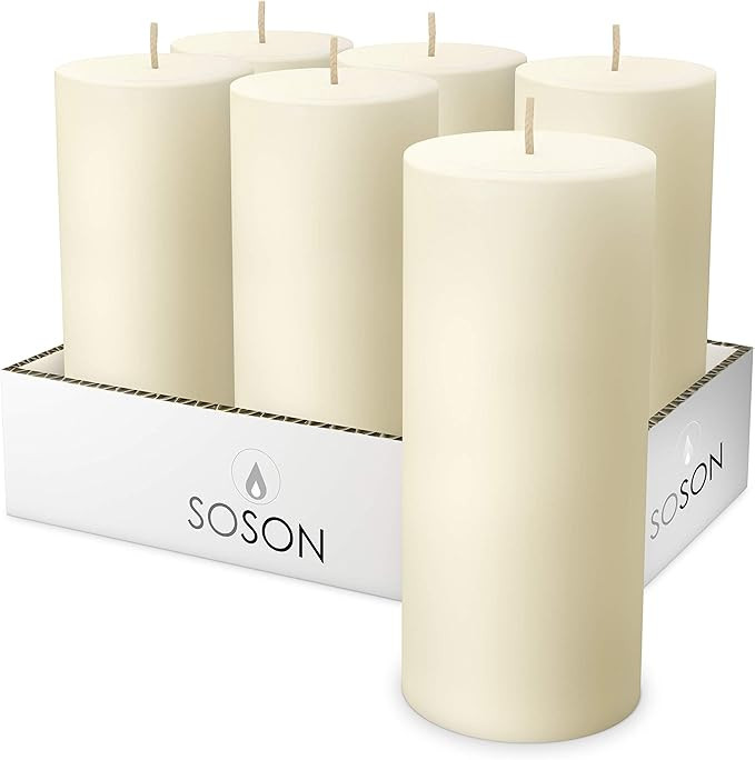Simply Soson Smooth 2.75x6 Cotton Ivory Candles | Pillar Candles for Home | Unscented Candles & Drip | Amazon (US)