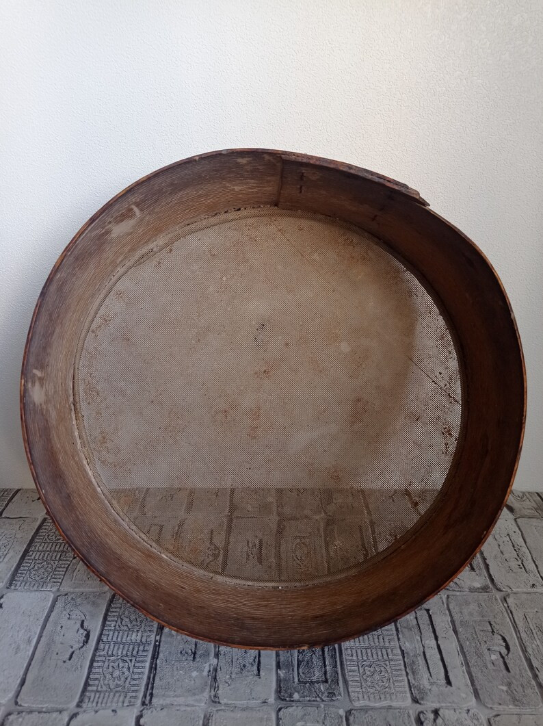Primitive grain sieve, Vintage large sieve, Old wooden sieve, Rustic decor | Etsy (CAD)