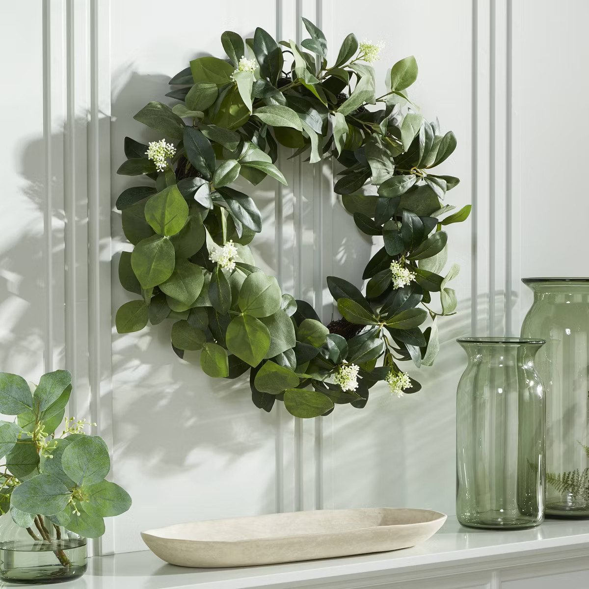 26" Faux Skimmia Wreath - Hearth & Hand™ with Magnolia: Indoor Spring Decoration, Unlit | Target