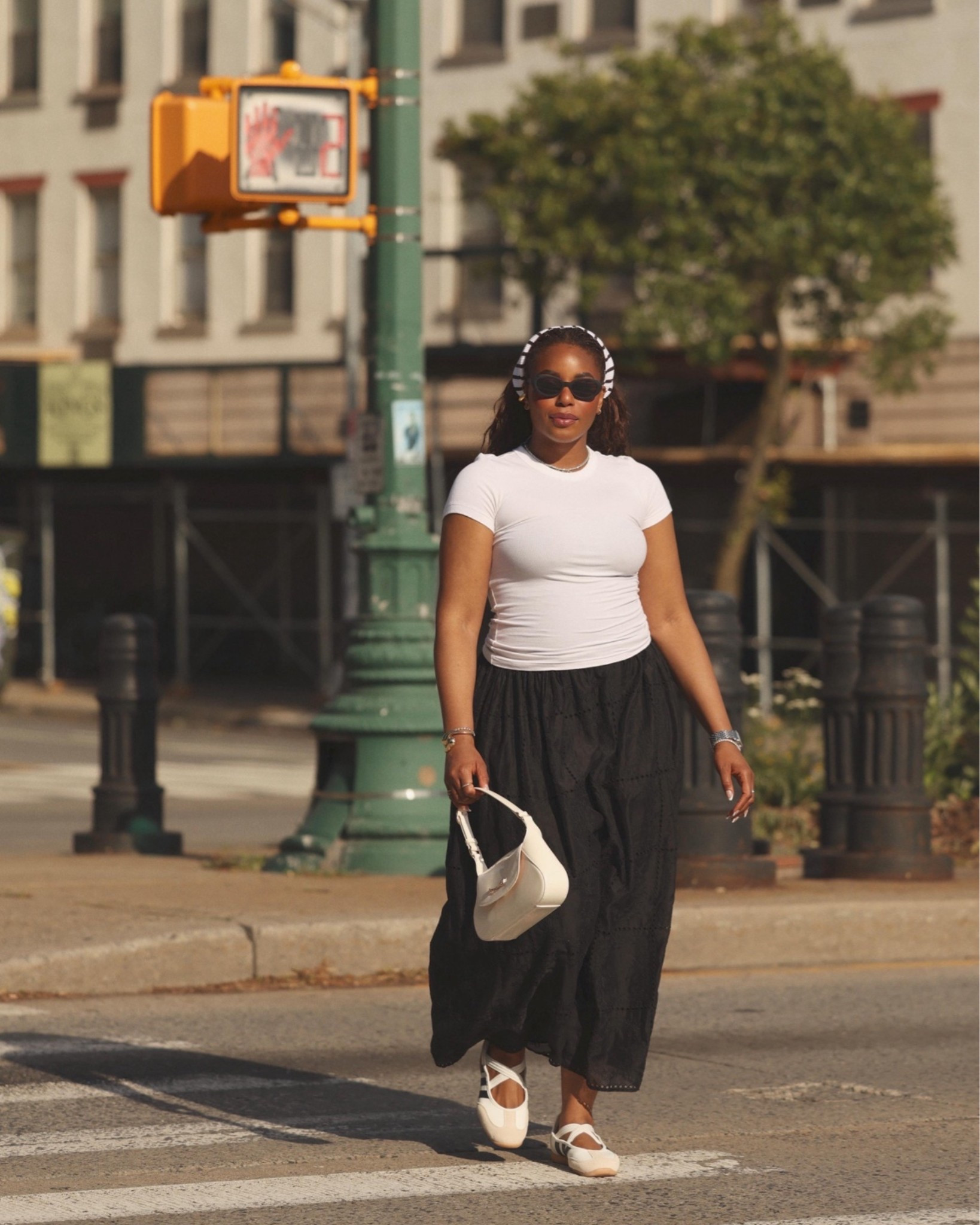 Summer day in the city wearing the cutest adidas Mary Jane sneakers form DSW! Styled with white fitted tee, black maxi skirt, and stripe headscarf … For more links to wedding guest dress summer, summer outfits, summer dresses, country concert outfits, fathers day gift guide, 4th of july outfit women, date night outfits, work outfits, travel outfits, follow me on LTK! ✨

#LTKstyletip #LTKsummer #LTKshoes