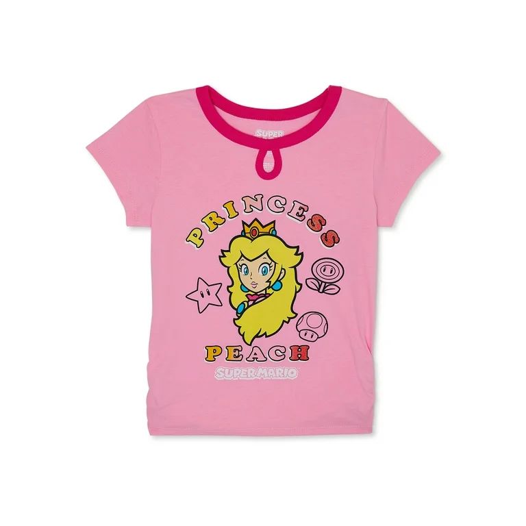 Nintendo Princess Peach Girls Graphic T-Shirt with Short Sleeves, Sizes 4-16 | Walmart (US)