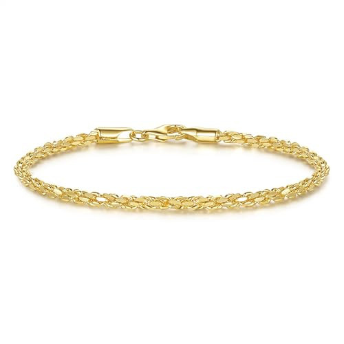 CANNCI 14K Gold Rope Chain Bracelet for Women and Men Dense Design Gifts Available in Sizes 6.5-9 Inches | Amazon (US)