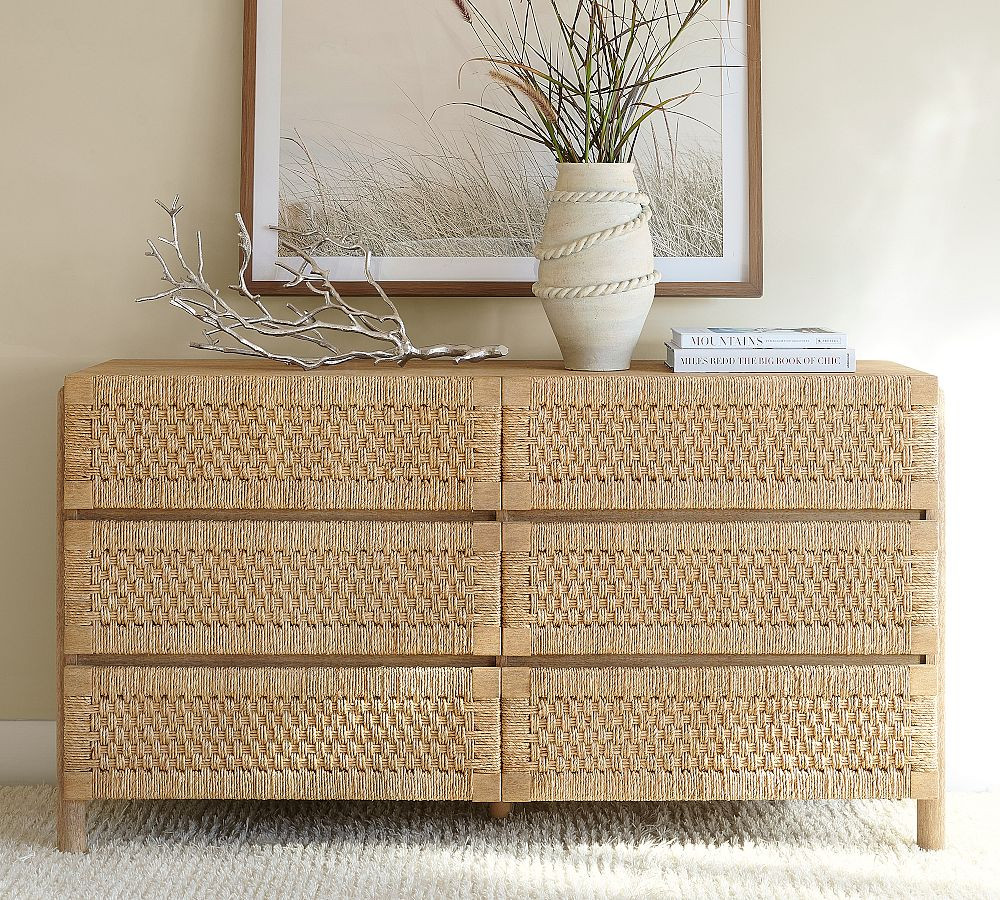 Bolinas 6-Drawer Woven Dresser (58") | Pottery Barn (US)