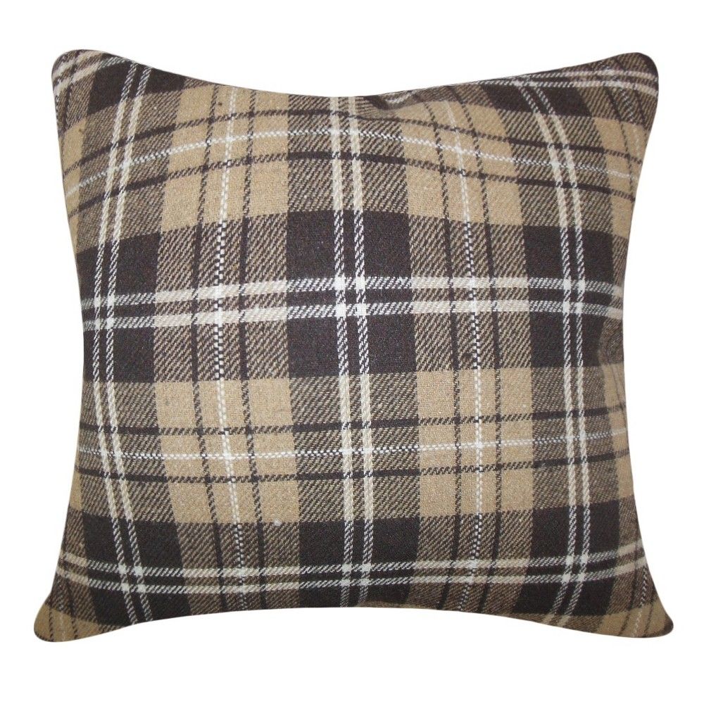 Plaid Wool Throw Pillow Brown (20""x20"") - The Pillow Collection | Target