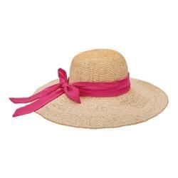 Women's San Diego Hat Company Woven Paper Floppy Hat with Scarf Bow Trim PBL3096 Natural/Pink | Bed Bath & Beyond