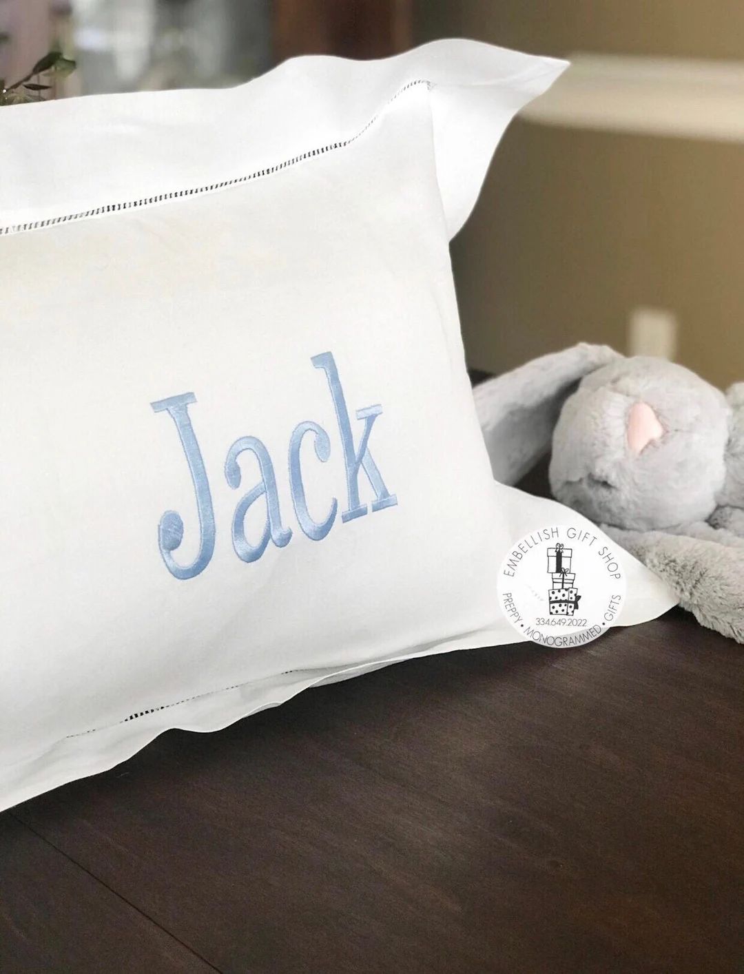 Monogrammed Pillow Sham personalized Baby Gift Boudoir Pillow Monogram Baby Pillow Decorative Hem... | Etsy (US)