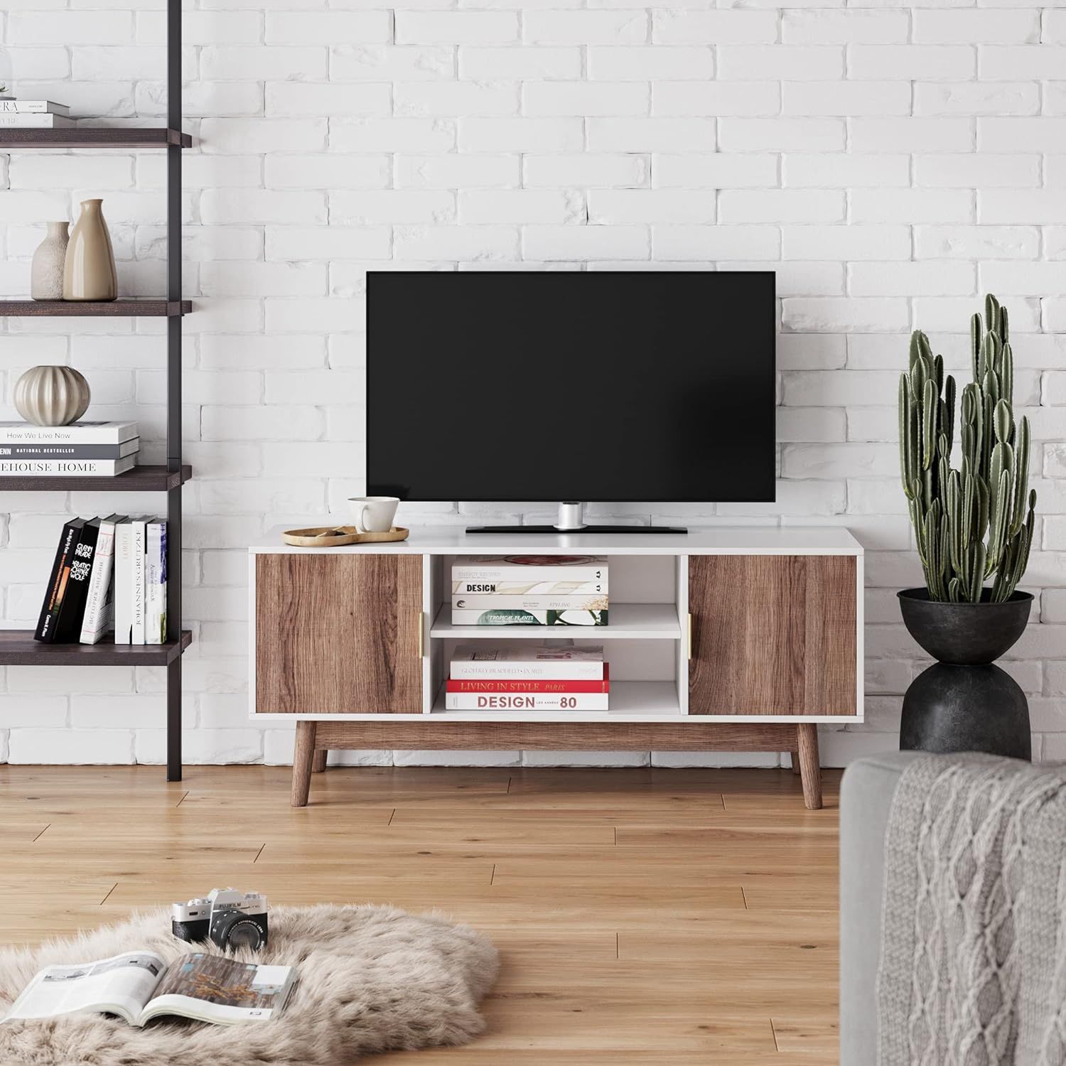 Nathan James Wesley Scandinavian TV Stand Media, Entertainment Center with Cabinet Doors, Console... | Amazon (US)