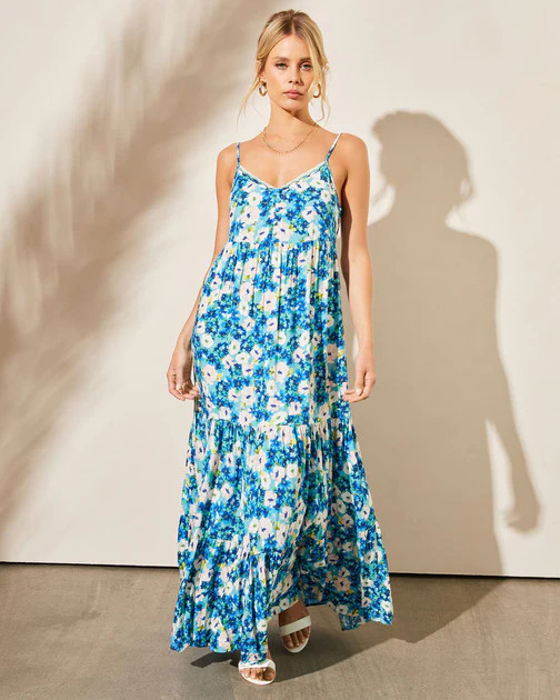 Henrietta Floral Maxi Dress - Blue/Multi | VICI