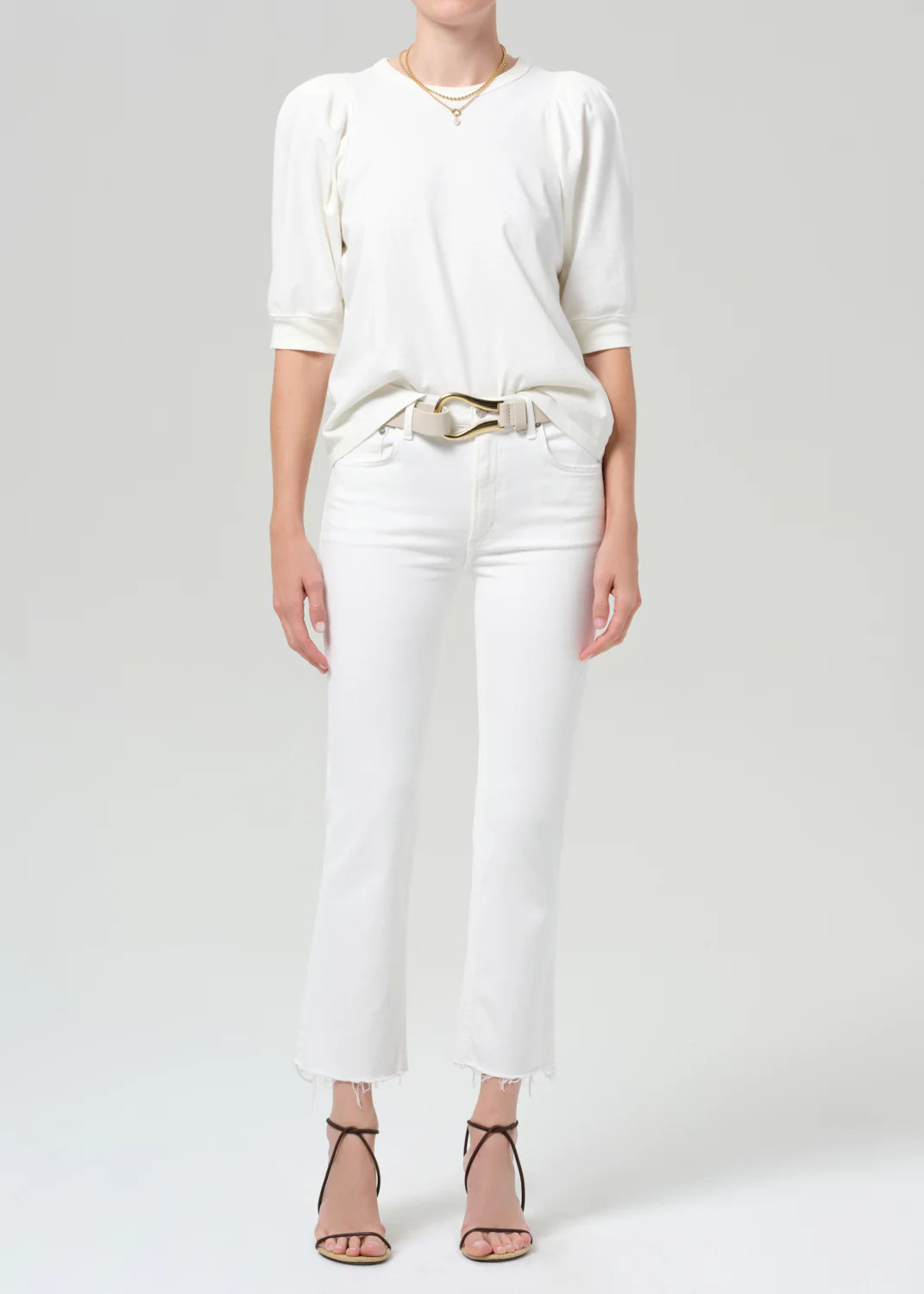 Isola Mid Rise Cropped Boot in Soft White | Citizens of Humanity