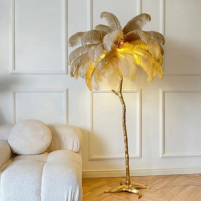 JAYMP Ostrich Feather Floor Lamp for Living Room Sofa Bedside Standing Reading Lamp Elegant Roman... | Amazon (US)