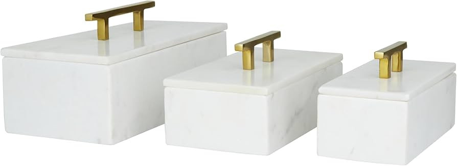 Deco 79 Marble Decorative Box Decorative Keepsake Boxes with Gold Handle, Set of 3 Storage Boxes ... | Amazon (US)