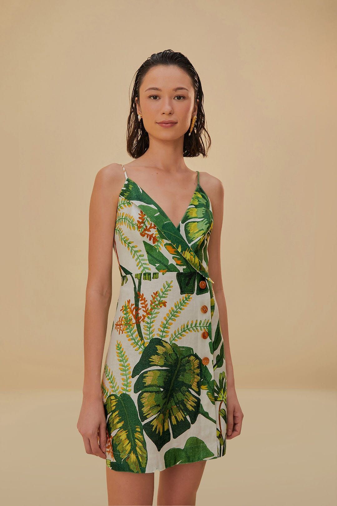 Tropical Forest Off-White Mini Dress | FarmRio